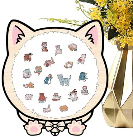 Puzzle Animaux en Bois - 135 Pièces Jeu de Réflexion avec Cadre Chat | Puzzles Encadrés Chat pour - pour Adultes, Jeunes, Seniors, Écoles Maternelles, Table, Décoration, Jardins