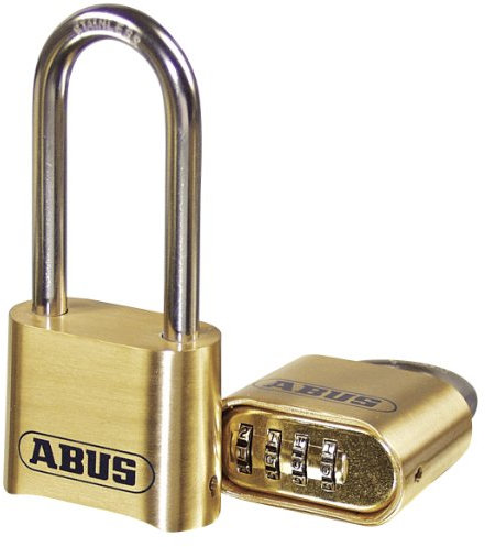 ABUS 180/50 Solid Brass Combination Padlock - Long Stainless Steel Shackle (2-1/2)