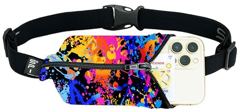 SPIbelt Running Belt Original for Women Men, Phone Holder for Running, Running Fanny Pack, Holder for Phone, Running Waist Pack, Adjustable Waist, [Fits All Phones]. Rave with Black Zipper