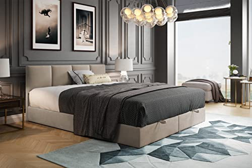 Royal Letto a molle con contenitore e topper (160 x 200 cm, beige)
