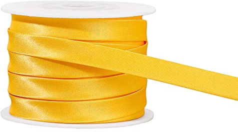 BENECREAT Cinta de sesgo de satén de 13,5 yardas/12,5 m (10 mm) de doble pliegue de satén para decoración de Cheongsam, tubería de costura de ropa, oro