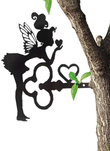 Décoration de jardin féérique en métal | Décoration de jardin en métal – Silhouette d'elfe pour accessoires de jardin féérique, sculpture de cour pour arbres et urs Zorq