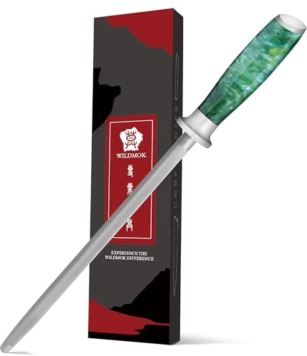 WILDMOK Sharpening Steel Rod Honing Steel Knife Sharpening Rod 9 inches, Premium Carbon Steel Knife Sharpener Stick, Easy to Use Honer for Knives and Rod Sharpeners - Knife Daily Maintenance