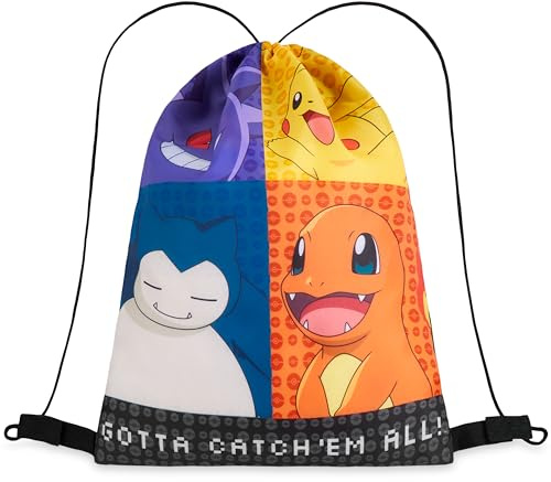 Pokémon Pikachu Mochila Cuerdas - Bolsa con Cordón de Natación, Escuela, Deporte para Niños (Multi)