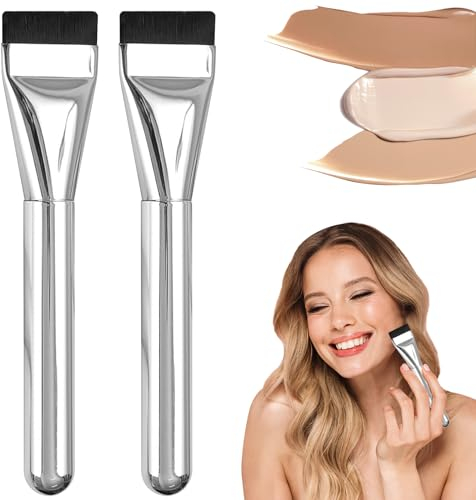TECHEEL Thin Foundation Brush 2 Stück Flacher Leichter Concealer Flacher Rouge Concealer Pinsel Foundation Pinsel Flacher Foundation Makeup Pinsel Flüssiger Puderpinsel für Mädchen, Damen