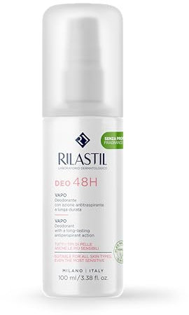 Rilastil Deodorante DeoVapo, Spray Antitraspirante Lunga Durata fino a 48h, Azione Assorbente, Profumato Neutralizza i Cattivi Odori, 100 ml