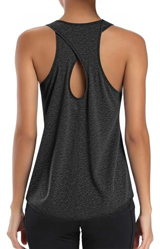 Gyabnw Linne Dam Sport Ärmlös T-shirt Kvinnor Lätt och Andningsaktiv Toppar Yoga Fitness Löpning Träningsband Rund Hals Toppar Sport Öppen Rygg