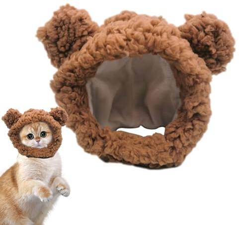 xowwyue Cappello per animali domestici, cappello da orso per gatti, regolabile, traspirante, per Natale, inverno, caldo, per cani di taglia media e piccola