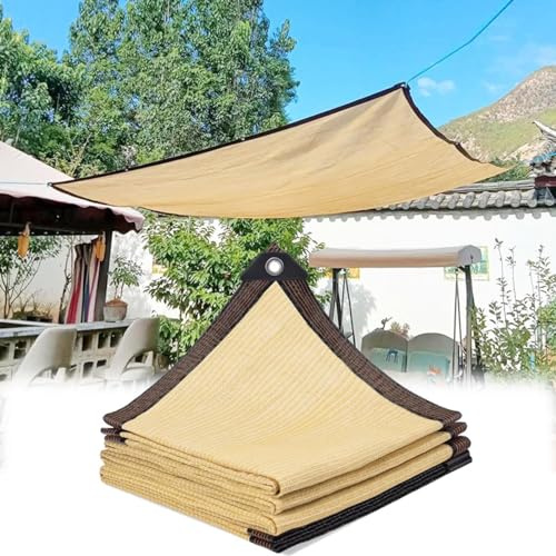 Tela de sombra beige gruesa rectangular vela de sombra transpirable con ojales disponibles en tamaños de 1 m a 15 m (7 x 10 m/23 x 33 pies) para uso en exteriores