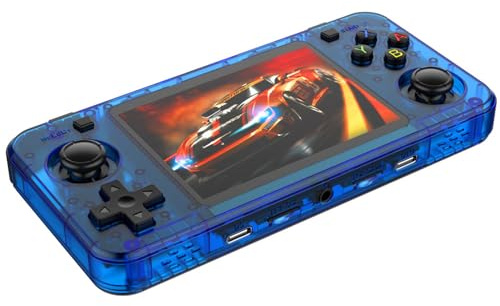 R36H Console Di Gioco Portatile Retrò - Dotato Di Sistema Linux Open Source, Costruito In Oltre 20.000 Giochi Classici, Schermo IPS Da 3,5 Pollici Portatile Console Di Gioco Portatile-Blue||64GB