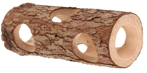 WEKADRIN Tubo in Legno Naturale per Criceti e Piccoli Animali Tana e Tunnel per Nascondiglio Accessorio per Gabbia Multifunzionale Gioco di Esplorazione e Riposo per Criceti Nani e
