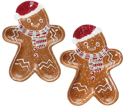 MamboCat Candyman - Set di 2 piatti per biscotti con uomo di pan di zenzero, lunghezza 22 x 17 cm, piatti invernali in gres, piatti di Natale per biscotti, snack e pasticcini I Advent, Nicola