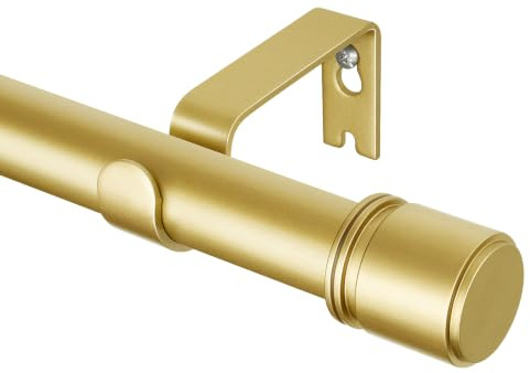 HOTOZON Tringle à Rideaux Or 80-148 cm, Tringle Rideau Extensible de 25 mm pour Rideaux à œillets, Tringle à Rideaux Réglable pour Fenêtres avec Embouts, Supports