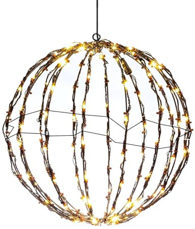 Esfera luminosa LED – Bola plegable decorativa navideña, globo iluminado para árbol árbol de árbol de árbol y jardín | Adorno festivo interior exterior noche, iluminación ambiente colorido, accesorio