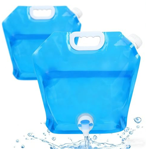 Novastream 2 Pack Collapsible Water Containers with Tap, 5L Portable Water Carrier Bag Reusable for Camping Hiking Picnic, 5l Water Container with Spigot for Outdoor Storage (Blue)