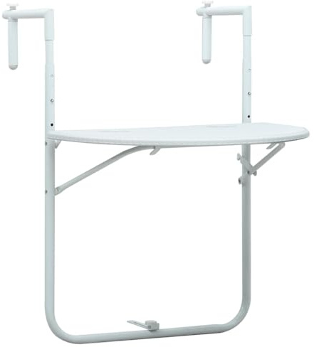 Mokuyary balkonghängbord vit 60 x 64 x 83,5 cm utomhus | Plast rottingutseende trädgårdsbord, balkongbord matbord, bord festbord för trädgård terrass balkong