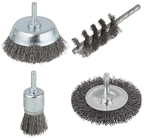wolfcraft Juego de cepillos de alambre de acero de 4 piezas I 2133000 I Para quitar óxido, eliminar pintura y limpiar