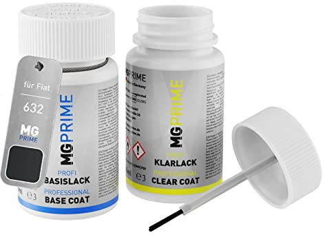 MG PRIME Billack lackstift för Fiat 632 Nero Metallizzato + klarlack
