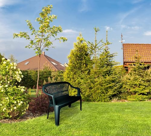 Dmora - Panchina da esterno Eboli, Panca monoblocco da giardino, Panchina outdoor, 100% Made in Italy, 114x55h82 cm, Verde