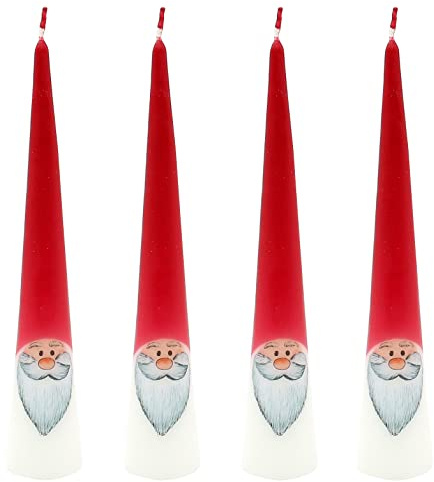 Dekohelden24 1 förpackning med 4 adventsljus H/: 25 x 4,5 cm. FR-512040-AK tomten stor