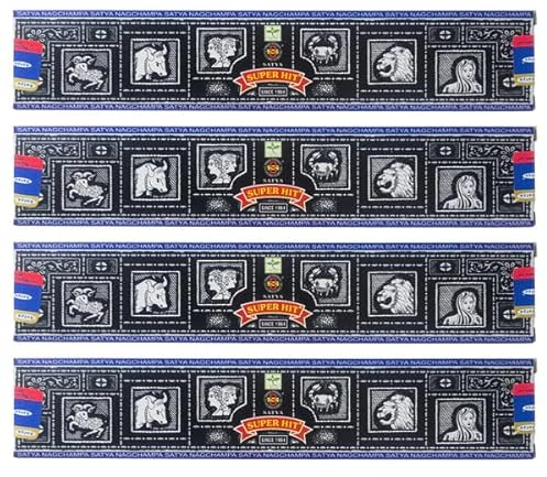 Superhit Räucherstäbchen, 15 g x 4 Packungen, für Meditation, Yoga, Heilung, Aromatherapie, Relxation, Spiritualität