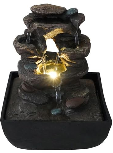 Fontaine d'intérieur LED ROCKFALL - Relaxante - Décor Imitation Roche avec LED Blanc Chaud - ARUM
