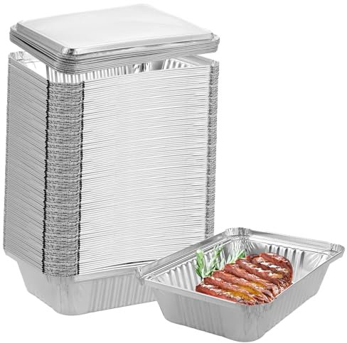 WOPPLXY Lot de 60 bols en aluminium de 1000 ml avec couvercle pour griller, rôtir, cuisiner