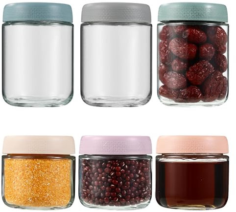 6 Stück Overnight Oats Gläser , Einmachgläser Mit Schraubdeckel,Für Overnight Oats, Meal Prep Boxen Hausgemachte Marmelade,Pickles, Puddings, Joghurts, um Eine Vielzahl von Aufbewahrungsbedürfnisse