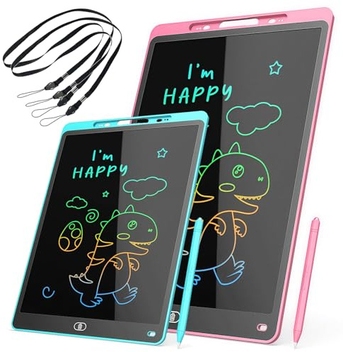 Tablette Dessin LCD Magique,Tableau Graphique LCD Coloré,Tablettes Graphiques Enfant,Tablette Dessin avec Fonction de Verrouillage & D'effacement,Jouets Enfant,Bleu+Rose,8.5+12 pouces