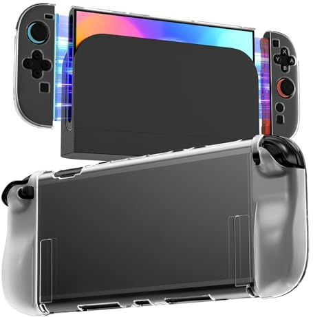 Teyomi Funda Transparente Compatible con Nintendo Switch 2, Carcasa para Nintendo Switch 2, Protector de Switch 2, Funda de TPU para Joycon, 8 Tapas para Joystick, Acoplable, Ergonomics