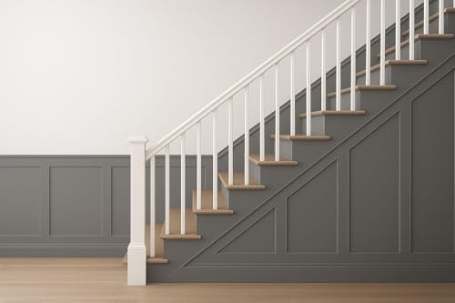 Stair Shaker-Style MDF Wall Panelling Kit – 15 Paintable Slats (10x100cm + 5x43cm) – Moisture-Resistant HDF – DIY Interior Feature Wall for Stairs & Hallways