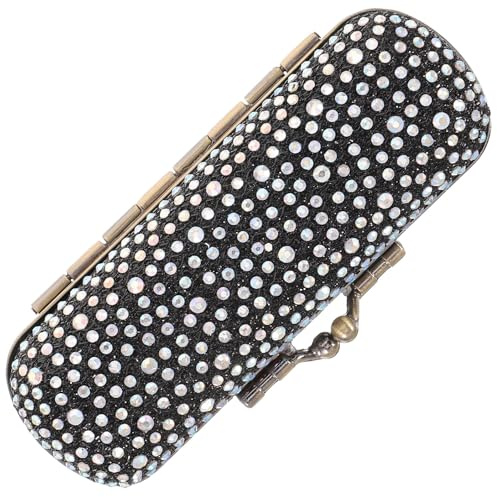 MOKKHNB Porta Rossetto in Metallo Strass, Custodia Vintage per Trucco da Viaggio, Organizer Piccolo per Borsa Specchio, Resistente e Decorativo per Uso Quotidiano e Regalo Elegante