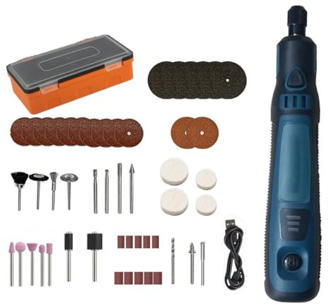 Gettimore Kit de herramientas rotativas de 50 piezas con batería de litio de 3,6 V, 700 mAh, molinillo de grabado portátil para joyería, carpintería, modelo, manualidades, juego de molinillo eléctrico