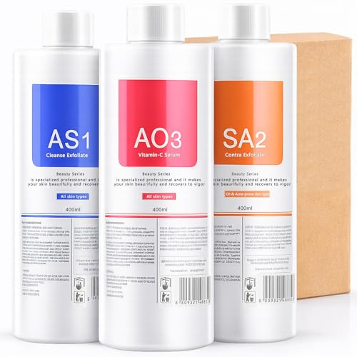 VenxyKod Aqua Peeling Solution for Spa & Salon, 400ml Professional Facial Serum, Skin Care Liquid for Facial Machine Cleaning - Pack of 3 Bottles