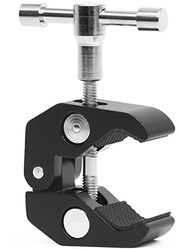 Super Clamp Camera Clamp w/ 1/4-20 and 3/8-16 Thread for Cameras, Lights, Umbrellas, Hooks, Shelves, Plate Glass, Cross Bars,Photo Accessories and More
