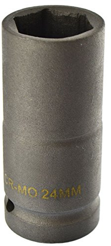 24mm Metric 3/4 Drive Double Deep Impact Socket 6 Sided Single Hex Thick Walled