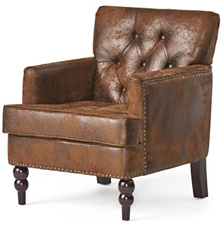 Christopher Knight Home Malone Tufted Club Chair, Brown 28D x 29.5W x 33.5H Inch