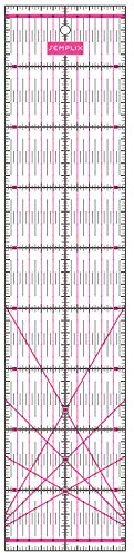 SEMPLIX Patchwork-Lineal Quilt-Lineal, transparent, mit cm Skala und Winkelfunktionen, ideal für Patchwork und zum Basteln, 45 x 10 cm (pink)