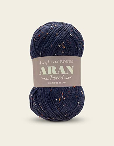 Sirdar Hayfield Bonus Aran Tweed, Navy Tweed (636), 400g, Blue F011-0636