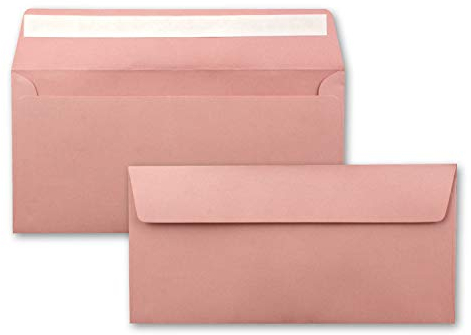 50 Brief-Umschläge DIN Lang - Altrosa (Rosa) - 110 g/m² - 11 x 22 cm - sehr formstabil - Haftklebung - Qualitätsmarke: FarbenFroh by GUSTAV NEUSER