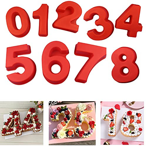 Silicone Numbers Cake Molds - 10Inch Large 3D Baking Pans for Birthday & Wedding Anniversary