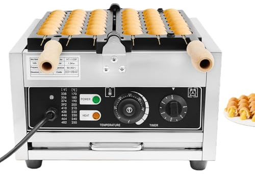 Eapmic 1500W Commercial Non-Stick Waffle Stick Maker Machine - 3 Skewer Bubble Waffle Ball Maker with Adjustable Temp 122-572°F
