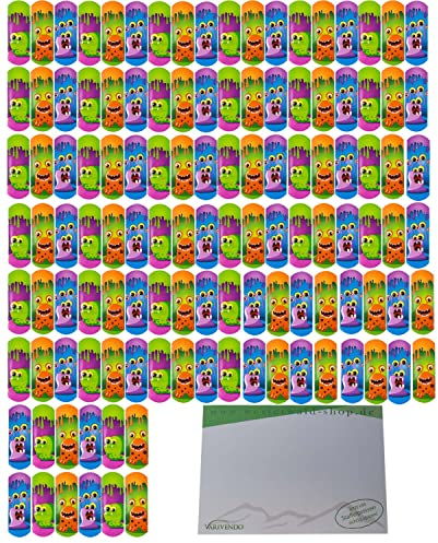 120 Stück FIGO professional Kinderpflaster kleine Monster + varivendo Notizblock