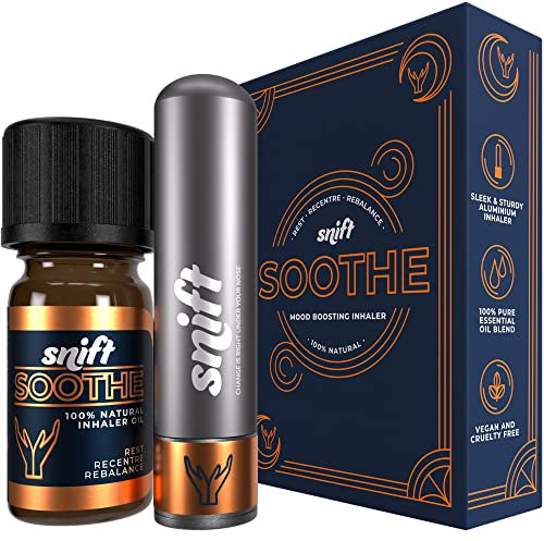 Snift Soothe Nasal Inhaler | Aluminium, Refillable | Lasts 1 Year+, Pure Essential Oils (5ml) | Sweet Orange, Eucalyptus, Lemon, Lavender, Frankincense