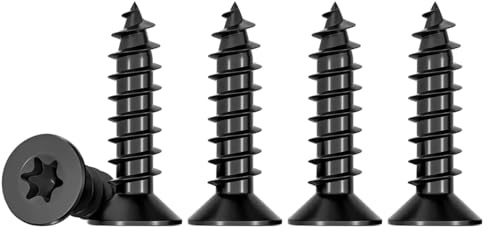 Drenky 50 viti per legno Torx, colore nero, viti M3 x 16 mm, con testa svasata, in acciaio inox A2, filettatura completa autofilettanti, viti universali Torx TX10