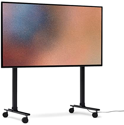 Pedestal Straight Rollin' TV Ständer Rollbar für Bildschirm 40 bis 70 Zoll | Mobiler Fernsehständer mit Rollen | Fernseher Rollwagen | Stilvoller TV Rollständer (Schwarz)