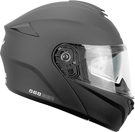 CGM Casco modular, 568A BER MONO Nero opaco, M (57-58cm)