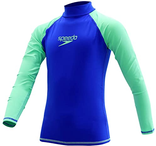 Speedo Unentbehrlicher Rashguard für Jungen L/S - Schönes blau/grünes Leuchten (14)