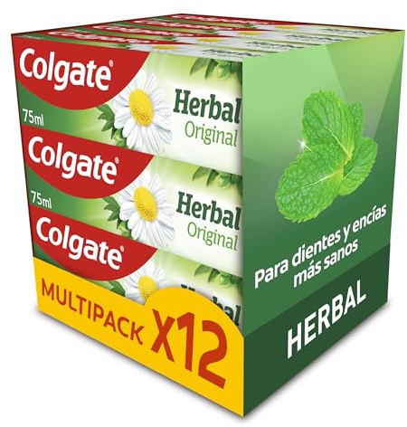 COLGATE - Pasta de Dientes Colgate Herbal Pack de 12x75ml| Combina Ciencia del Cuidado bucal y Naturaleza | Ayuda a Mantener Dientes Fuertes | Ayuda a Mantener Encías Sanas | Sabor a Eucalipto Fresco