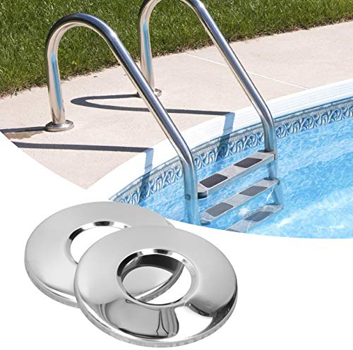 2Pcs Swimming Pool Ladder Escutcheon Cover Plate High Hardness Stainless Steel Plate for 4.2cm Ladder Pipe Pool Ladder Inside Plug for Underground Swimming Pool